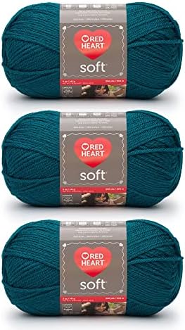 Red Heart Soft Yarn for Crocheting and Knitting, Teal, 3-Pack