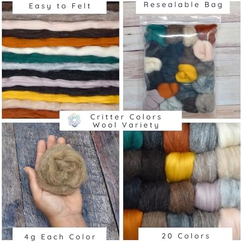 Living Dreams Yarn Needle Felting Premium Starter Kit, Animal Colors