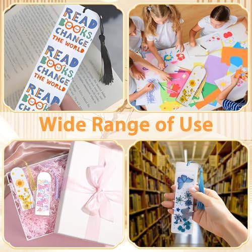 240 Pcs Kraft Paper Blank Bookmarks, 3 Sizes 2 Colors Bookmark Making Kit with 80 Pcs Clear Bookmark Sleeves & 80 Pcs Colorful Tassels, Paper Book Mark Bulk for DIY Crafts, Gift Tags, School Projects