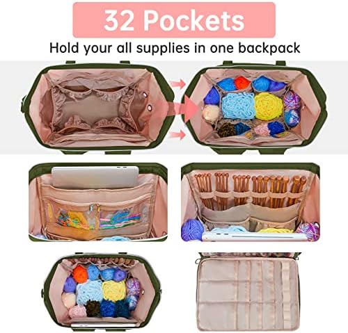 Leudes Crochet Bag Backpack for Yarn Storage Tote Travel Large Knitting Bag