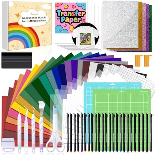 Convend The Ultimate Accessories Bundle for Maker and All Explore Air | The Starter Kit with Deluxe gift packaging,Weeding Tools,Glitter Vinyl,Permanent Vinyl,Transfer Paper for Crafting Projects