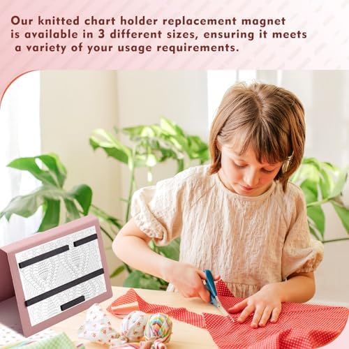 Flutesan 1 Pcs Knitting Pattern Holder, Fold up Cross Stitch Knitting Chart Keeper with Replacement Magnets, Magnetic Cross Stitch Accessories (Folded Size 6.1 x 9 Inch,Pink)