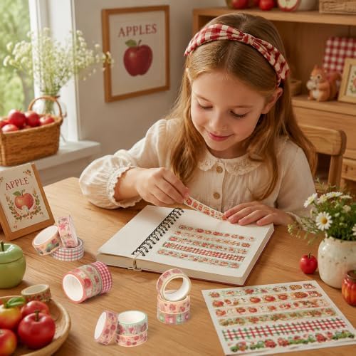 12 Rolls Autumn Thanksgiving Apple Washi Tape for Gift Wrapping