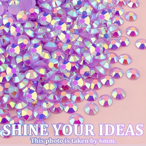 Resin Jelly Rhinestones for Crafting with B7000 Jewelry Glue, 2 Boxes Light Purple AB Flatback Crystals with 3Pcs 10ml Glue, Bedazzling Non Hotfix Gems for DIY Tumblers Clothing Shoes Manicure