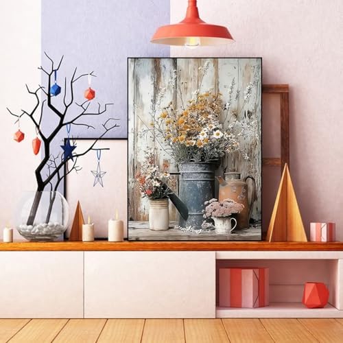 Rustic Flowers Daisy Diamond Art Kits for Adults Diamond Painting Kits