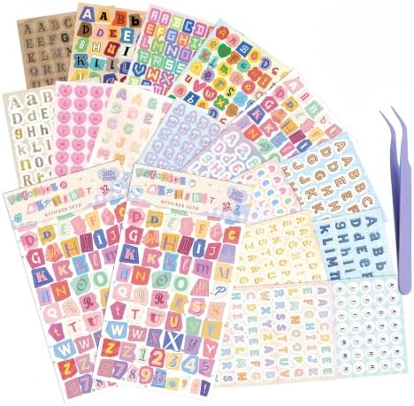 2400Pcs Magazine Letter Stickers for Scrapbook Album,Cute Vintage Ransom Alphabet Stickers, Junk Journal, Journaling, DIY Crafts -32 Sheets Sticker Letters for Scrapbook Supplies, with Tweezers