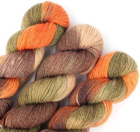 Katech Wool Yarn for Crocheting & Knitting, Hand Dyed Yarns-Brown Orange