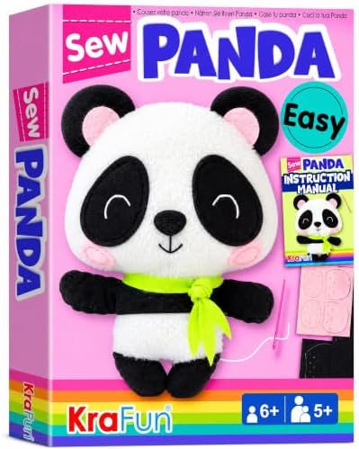 KRAFUN Panda Sewing Kit for Kids Ages 8-12 - No Scissors No Glue