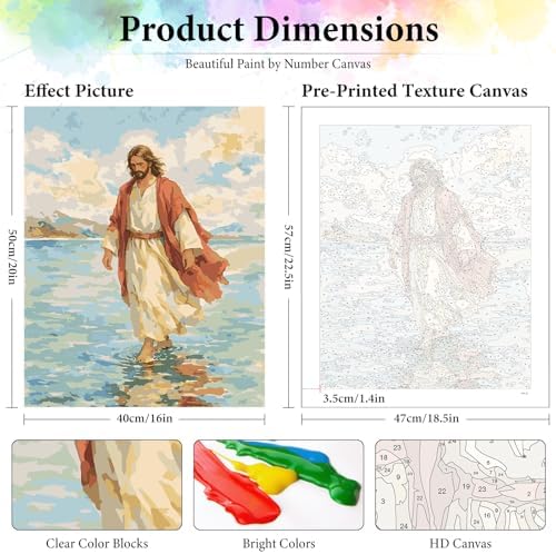Dawnsphere Jesus Paint by Numbers Kit for Adults Without Frame 16x20 in