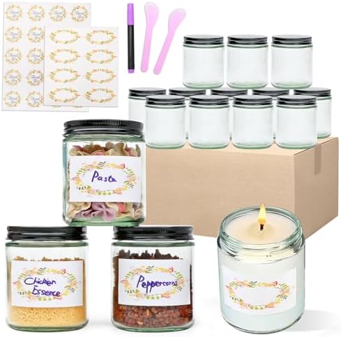 16 Pack Clear Candle Jars for Making Candles, 8 oz candle making kit