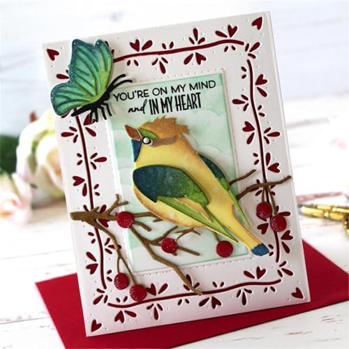 Scrapbooking Die-Cuts, Layer Frame Net Set Metal Cutting Dies for Card Making, Paper Craft Template, Background Embossing Stencils, DIY Album Décor (Love line frame-13.8x10.5cm)