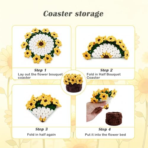 Yarniss Beginner Crochet Kit Sunflower Coaster w/Video