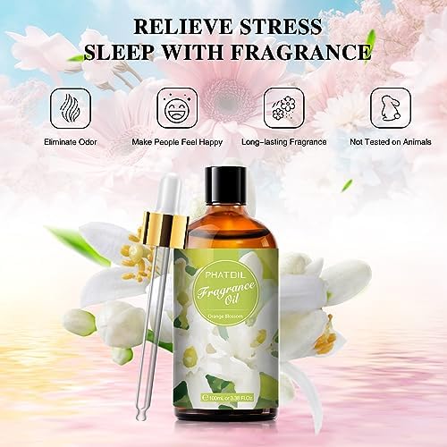 PHATOIL 3.38FL.OZ Orange Blossom Fragrance Oils for Aromatherapy, Essential Oils for Diffusers for Home, Perfect for Diffuser, DIY Candle and Soap Making, DIY Scented Products - 100ml | Long Lasting Scented Oils For Humidifier, Air Freshener, DIY Soap ...