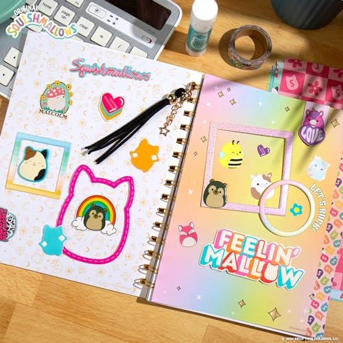Squishmallows Original DIY Journaling Kit, Includes Craft Supplies Like Cute Stickers for Journaling, Sketch Pad, Cam The Cat Charm, Keychain, Fun Scrapbook Kit, Girl Gifts, Art Set