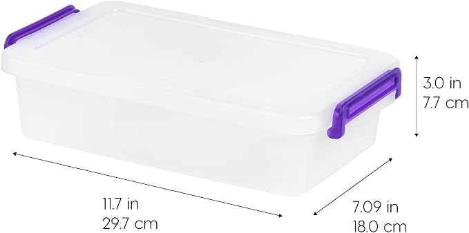 IRIS USA Storage Bins with Lids |Made in USA| 3 Qt - (10-Pack) - Clear | Plastic Containers for Crafts, Art, Office & Study Supplies / Interlocking Latches