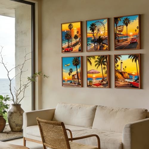DOTSOPS 6 Pack Coastline Diamond Painting Kits for Adults Round Full Drill