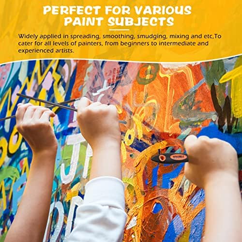 CHENGU 5 Piece Paint Knives Palette Knife Set with Fan Brush for Oil Canvas | Stainless Steel Blades, 2 in and 1 in Knives, Background Blender, Mixing Spatula, Painting Starter Kit