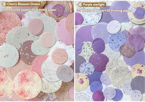 300Pcs Textured Scrapbook Supplies Kit, Round Edge Embossed Rice Paper