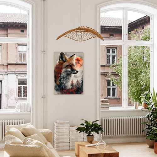 xcemhil Fox Paint by Numbers Kit for Adults Beginner, Fox Paint by Number for Adult, Acrylic Paint by Numbers Kits Suitable for Home Wall Art Decor Gifts 16x20 Inch