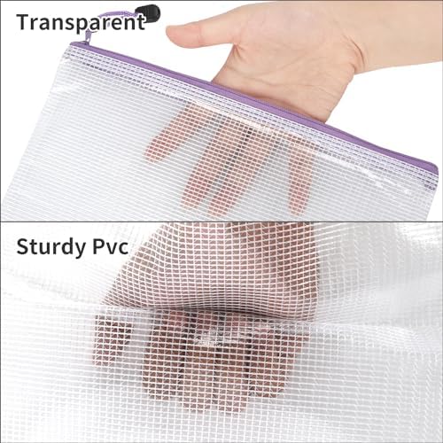 EOOUT 30pcs Mesh Zipper Pouch Bags, 8 Sizes Plastic Bags, 8 Colors Zipper Pouches