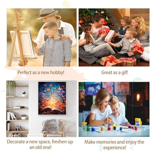Artunion Book Theme Paint by Numbers Kit for Adults,Butterfly Paint by Number Kits, DIY Oil Painting Paint by Number Kits on Canvas Arts Craft for Home Wall Decor 16x20 Inch