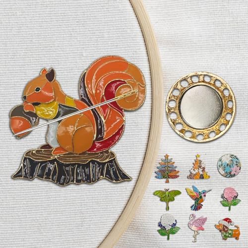 Magnetic Needle Minder Magnet Embroidery Accessories and Supplies Embroidery Needle Holder Cross Stitch Holder Needlework Supplies (Squirrel)