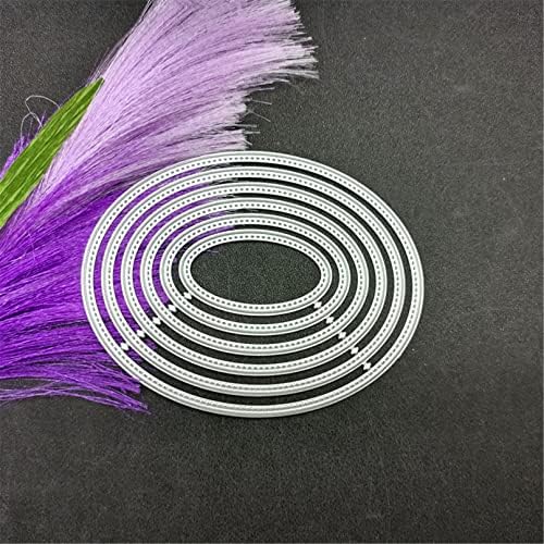 Scrapbooking Die-Cuts, Layer Frame Net Set Metal Cutting Dies for Card Making, Paper Craft Template, Background Embossing Stencils, DIY Album Décor (6 Pack Ovals-11x8.7cm)