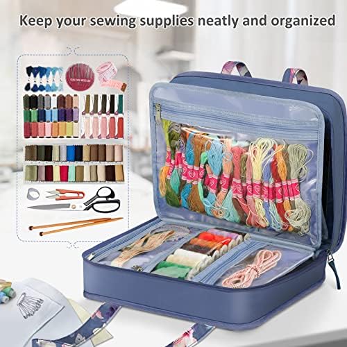 FINPAC Sewing and Craft Supplies Storage Tote Bag with Clear Pockets