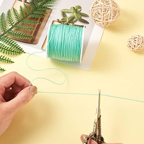 100 Yards 0.8mm Braided Nylon Crafting Thread Chinese Knotting Beading String Macrame Cord Rope for Necklace Bracelet Jewelry Craft Making, Aquamarine