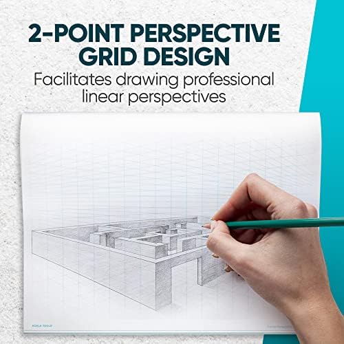 Koala Tools | Drawing Perspective (1 and 2-Point) Large Sketch Pad (2 Point - 11 x 17)