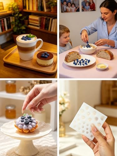 2Pcs Blueberry Silicone Mold – 25-Cavity Blueberries Silicone Fruit Mold for Chocolate, Fondant, Candle, Resin & Cake Decor, 3D Berry Baking Gum Sugar Cupcake Topper (Mixed Blueberry)