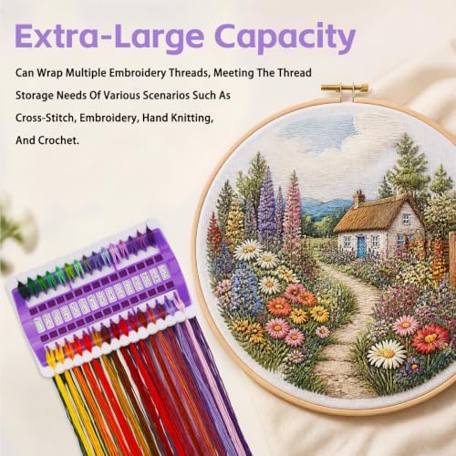 LOKUNN Embroidery Floss Organizer 30 Positions 2 Pcs Thread Organizers