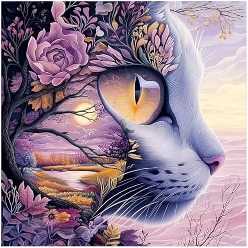 Lophomie Diamond Art Kits for Adults, 5D Cat Diamond Painting Kits 14x14 in