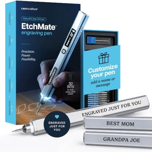 EtchMate Engraving Pen for Metal, Wood, Glass, Plastic & All Materials | Cool Birthday Gift Ideas - Engraver Pen Tool - Teen Boy Gifts - Unique Gifts for Women, Teenage Girl - Craft Kits for Adults