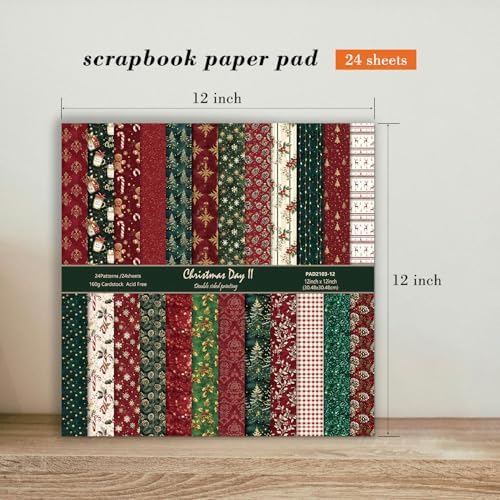 12In Christmas Scrapbooking Paper Pad Decorative Collage Journals Supplies