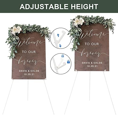 DANMO Easel Stand for Wedding Sign Poster 63'' Instant Display Easel for Floor Adjustable Metal Art Easel White 3 Pack