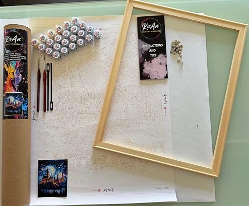 KitArt Premium Paint by Numbers Kit with Wooden Frame, Frida and Flowers, 16x20 Inch Canvas, Complete DIY Set with Acrylic Paints, Brushes, Instructions and Wooden Frame