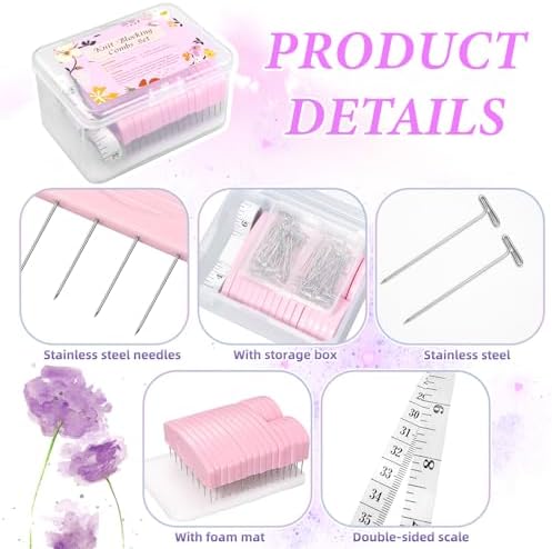 120 Pcs Knit Blocking Combs and Pins Set for Blocking Knitting Crochet