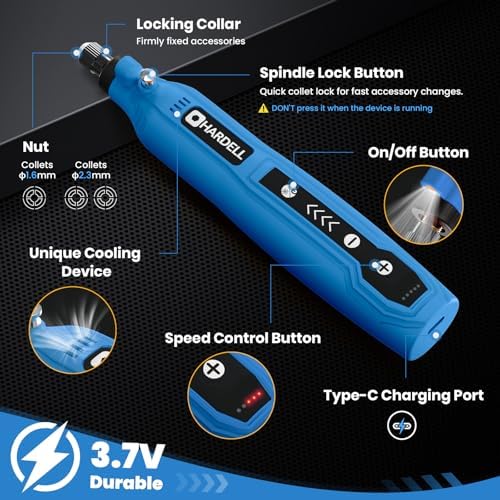Mini Cordless Rotary Tool, 5-Speed 3.7V Rechargeable with 129 Accessories