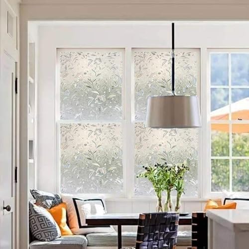 LEMON CLOUD Window Privacy Film, Tulip Stained Glass Sticker 11.8″ x 78.7″