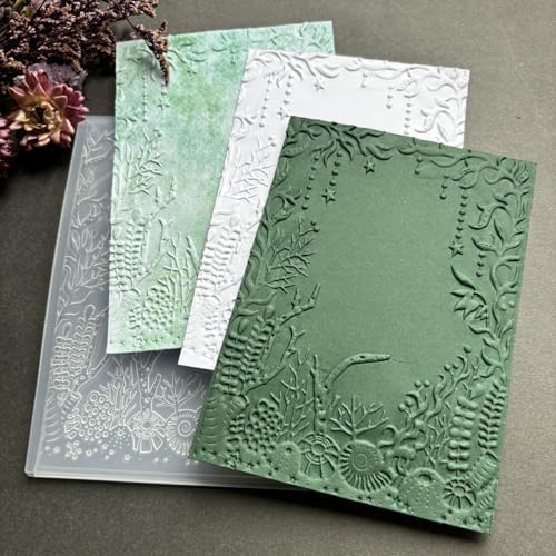 Underwater Coral Seaweed 3D Embossing Folder, Ocean Bottom Border Textured Plastic Stencil for DIY Scrapbooking Card Making Paper Crafts
