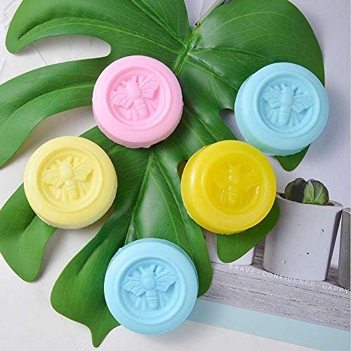 4 Pack Bumble Bee Silicone Molds, Honeybee Round Soap Molds for Soap Making, Bath Bomb, Beeswax, Jello, Lotion Bar, Homemade Soap, Resin, Chocolate Making Muffin Baking Tools