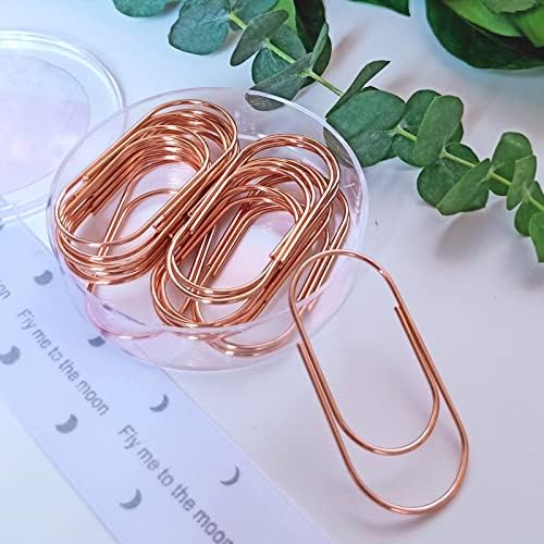 Jumbo Paper Clips, Wide Large Paper Clamps Rose Gold 2 inch 20pcs Durable and Rust Proof Paper Clips for Office, School, Home Supplies(Rose Gold)