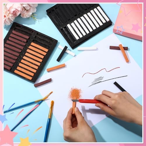 Watersay 48 Pcs Soft Chalk Pastels Set Soft Pastel for Artists Square Sketch Chalk Non-toxic Artist Pastel Sticks for Professional Artists Students and Art Lovers(Sketching Colors,60×8×8mm)