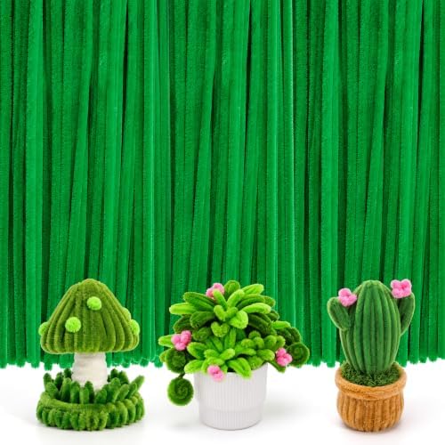 Caydo 200 Pieces Green Pipe Cleaners Craft Chenille Stems
