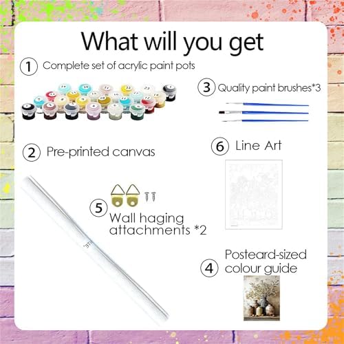 Flower Paint by Numbers Kit for Adults,Olive Blossom Adult Painting by Numbers for Beginner on Canvas,DIY Painting Kits for Home Wall Decor,Gifts (Flower6)