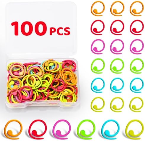 Jmuiiu 100Pcs Metal Stitch Markers, Spiral-Shaped Crochet Stitch Markers