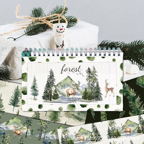 12inch Christmas Scrapbook Paper Forest Animals Patterned Paper,Double-sided Elk Deer Hedgehog Green Leaves Scrapbook Papers,DIY Decopodge Papers, Journal Scrapbooking Supplies, Card Making Supplies .