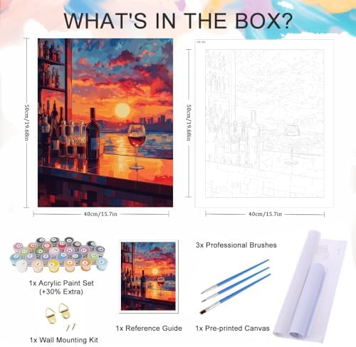 Natuyalo Paint by Numbers for Adults Beginner, Bar Sunset Paint by Number Kits on Canvas Without Framed, Cityscapes Paint by Easy Acrylic Painting by Number Kits Home Wall Decor 16x20 inch