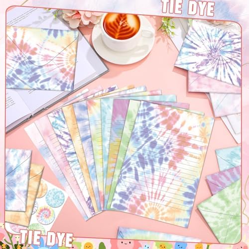 TaoBary 160 Pcs Tie Dye Stationery Paper and Envelopes Set, 5.5 x 8.25''